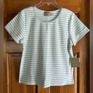 Liz Claiborne Mint Stripe Crewneck Tee